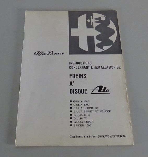 Manuel Freins a' Disque Alfa Romeo Giulia + Spider Etat 09/1966