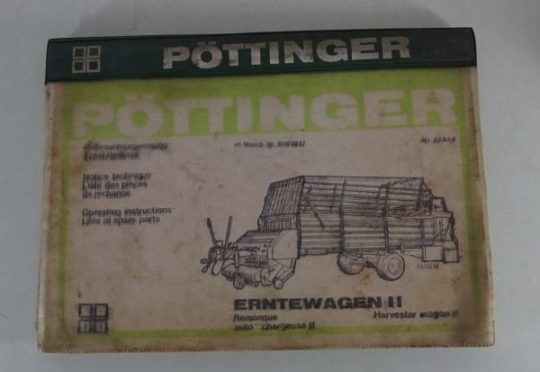 Betriebsanleitung / Handbuch + Teilekatalog Pöttinger Erntewagen II von 1978