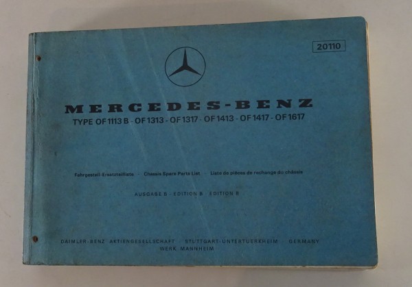 Teilekatalog Mercedes Benz OF 1113 + B / 1317 / 1413 / 1417 / 1617 von 02/1970