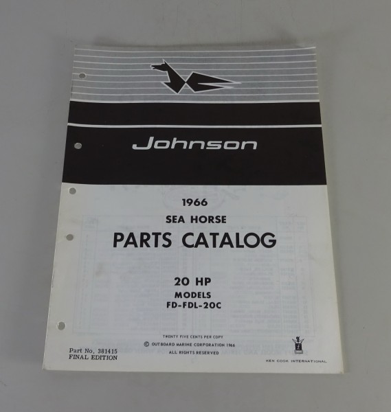 Teilekatalog OMC Johnson Outboards / Außenborder 20 PS Models Stand 1966
