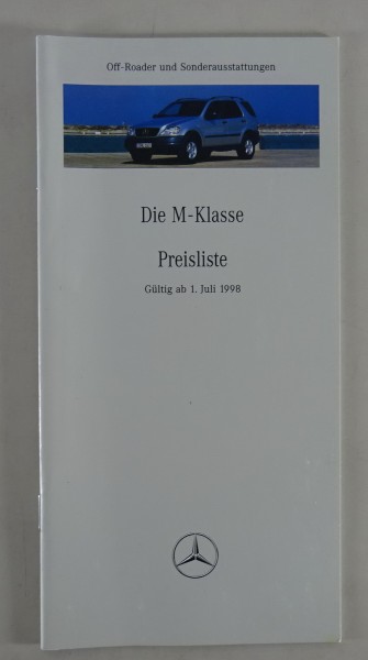 Preisliste Mercedes Benz M-Klasse W163 gültig ab 01/07/1998