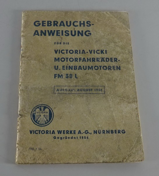 Betriebsanleitungen / Handbuch Victoria Vicki FM 38 L Stand 08/1950