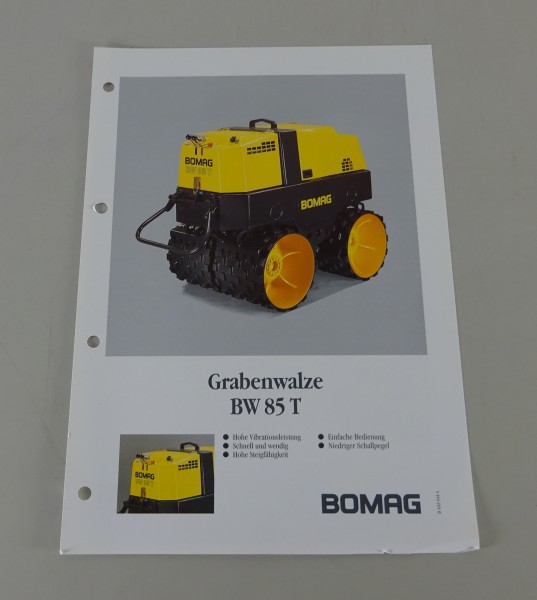 Prospektblatt / Broschüre Bomag Grabenwalze BW 85 T Stand 03/1993