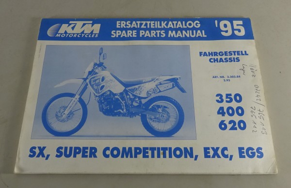 Teilekatalog KTM 350 400 620 SX, Super Competition, EXC, EGS Baujahr 1995