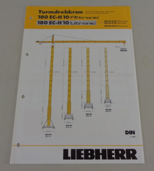 Datenblatt Liebherr Turmdrehkran 180 EC-H 10 FR.tronic / Litronic von 04/2007