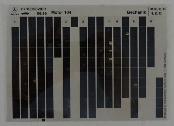 Microfich Teilekatalog Mercedes-Benz Benzin-Motor M 104 Mechanik Stand 06/1989
