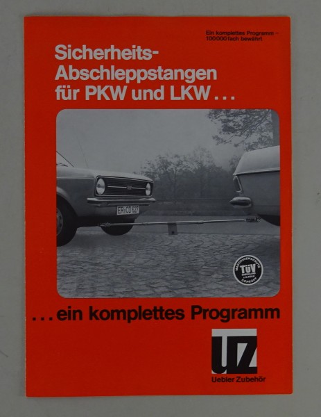 Prospekt / Broschüre Kebler Abschleppstange von 1975 + Zugösen