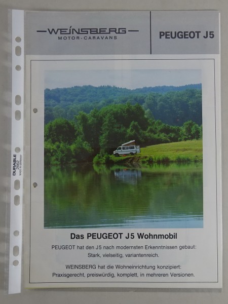 Prospekt / Broschüre Peugeot J5 Wohnmobil Weinsberg Stand 02/1983