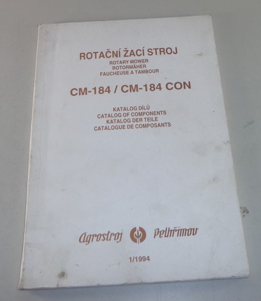 Teilekatalog Agrostroj Pelhrimov Rotormäher CM 184 / CM 184 CON Stand 01/1994
