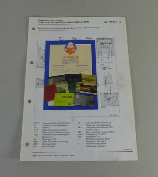 Elektrischer Schaltplan W124 300D Elektrische Leerlaufdrehzahlregelung ELR '93