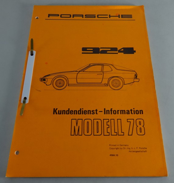 Service Info / Kundendienst-Information Porsche 924 Stand 1978