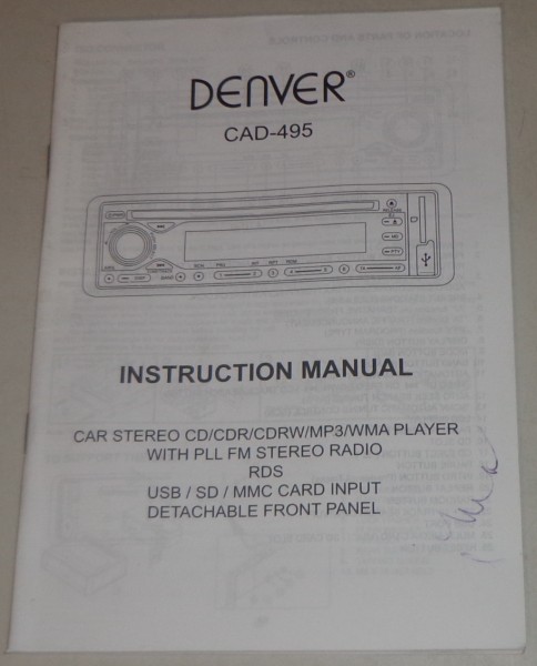 Betriebsanleitung / Instruction Manual Denver Autoradio CAD-495