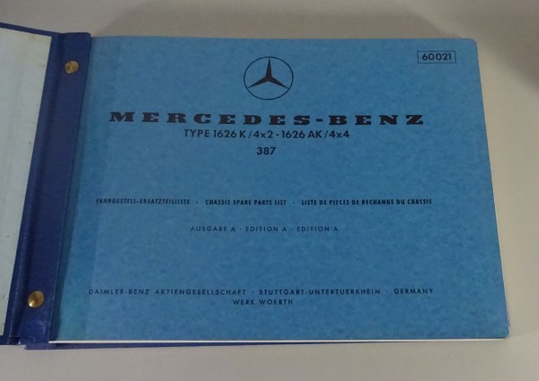 Teilekatalog Mercedes Benz LKW 1626 K / 4x2 - 1626 AK / 4x4 Fahrgestell 5/1973