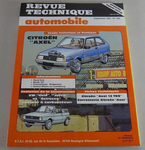 Reparaturanleitung Revue Technique Citroën Axel / VW Golf 1 / Jetta von 09/1985