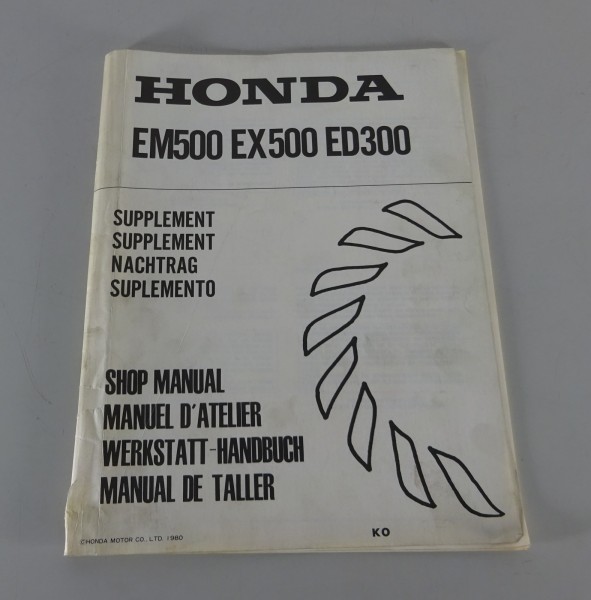 Ergänzung Werkstatthandbuch Honda Generator EM 500 / EX 500 / ED 300 Stand 1980