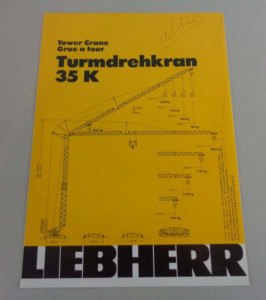 Datenblatt / Technische Beschreibung Liebherr Turmdrehkran 35 K von 02/1984