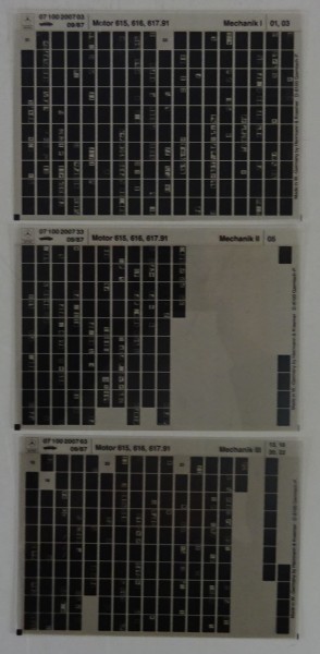 Microfich Teilekatalog Mercedes OM 615 / 616 / 617.91 Mechanik I - III 09/1987