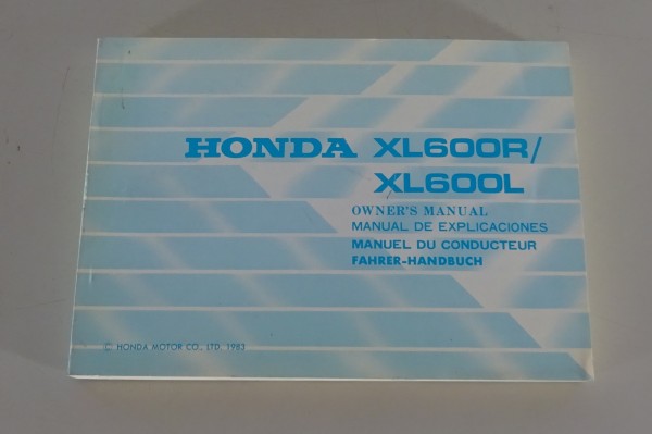 Betriebsanleitung / Owner's Manual Honda XL 600 R / XL 600 L / XL600R/L von 1983