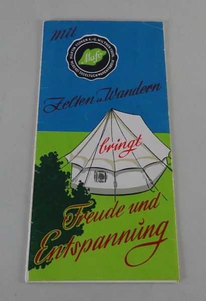 Prospekt / Broschüre Mafo Zelte / Überzelte / Apsiden aus den 50er Jahren