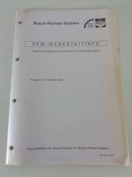 Werkstatthandbuch von Bosch für Citroen Saxo Stand 02/1997