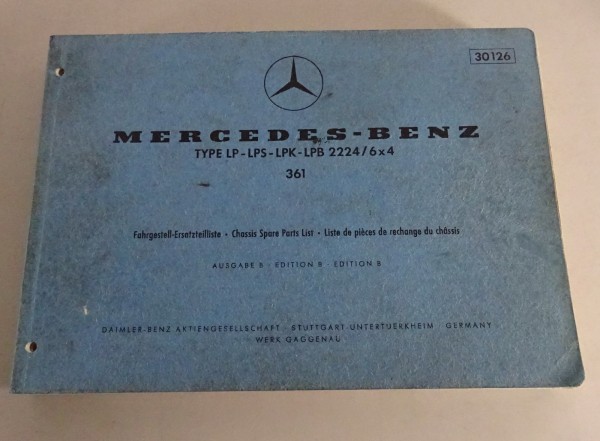 Teilekatalog Mercedes Benz LP / LPS / LPK / LPB 2224/6x4 361 von 02/1972