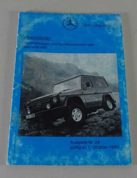 Preisliste Mercedes Benz G-Klasse W460 gültig ab 01/10/1990
