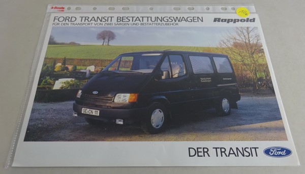 Prospekt / Broschüre Ford Transit Bestattungswagen von Rappold Stand 03/1989