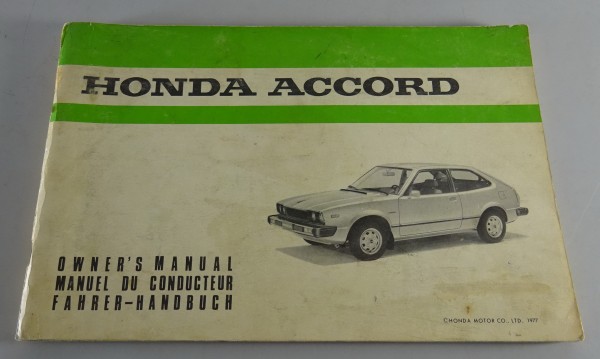 Betriebsanleitung / Owner´s Manual Honda Accord Stand 1977