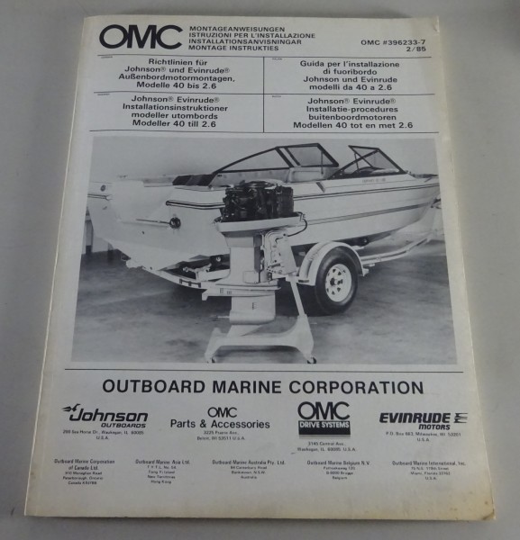 Zubehör-Katalog / Teilekatalog OMC Johnson Außenborder Stand 02/1985