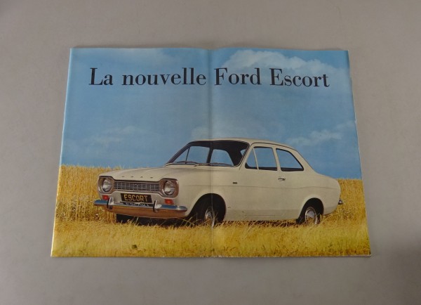 Prospekt / Brochure Ford Escort Mk. I ''Knochen'' auf Französisch von 1968