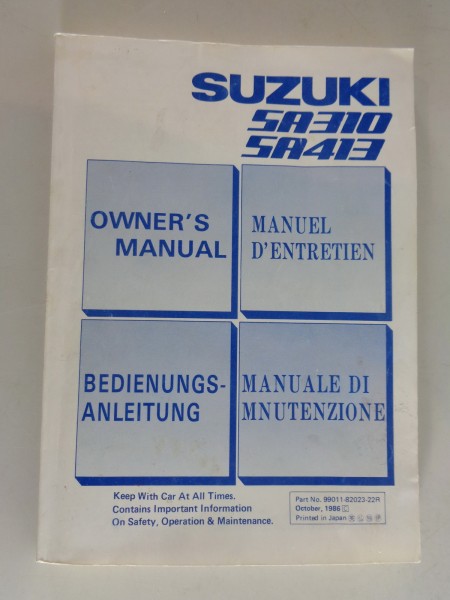 Betriebsanleitung / Owner's Manual Suzuki SA310 / SA413 von 10/1986