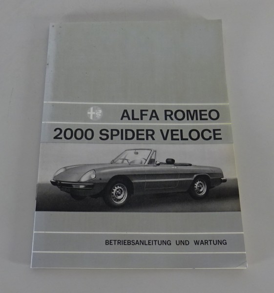 Betriebsanleitung Alfa Romeo 2000 Spider Veloce Fastback Stand 12/1978