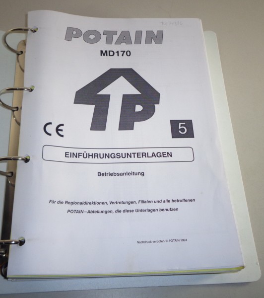 Betriebsanleitung / Handbuch Potain BKT Kran MD 170 Stand 1994-1996