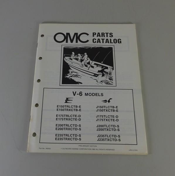 Teilekatalog OMC Evinrude / Johnson Outboards V6 6 PS Models Stand 1982
