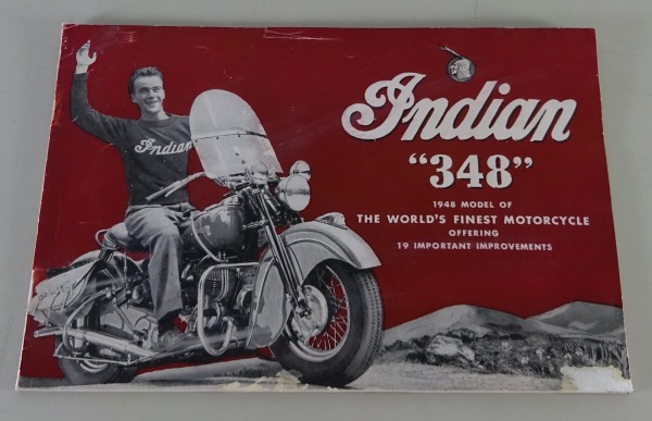 Prospekt Motorrad Indian 348 Sportsman, Roadmaster, Clubman von 1948 - original