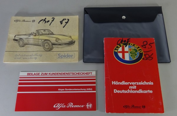 Bordmappe + Betriebsanleitung Alfa Romeo Spider Aerodinamica "Gummilippe" 1986