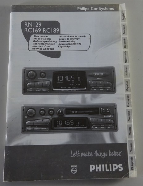 Betriebsanleitung Philips Autoradio RN 129 / RC 169 / RC 189 Stand 02/1997