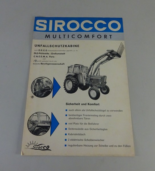 Prospektblatt / Broschüre Sirocco Multicomfort Unfallschutzkabine