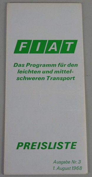 Preisliste / Prospekt | Fiat 238 / 600 T / 241 | Stand 08/1968 | Ausgabe Nr.3