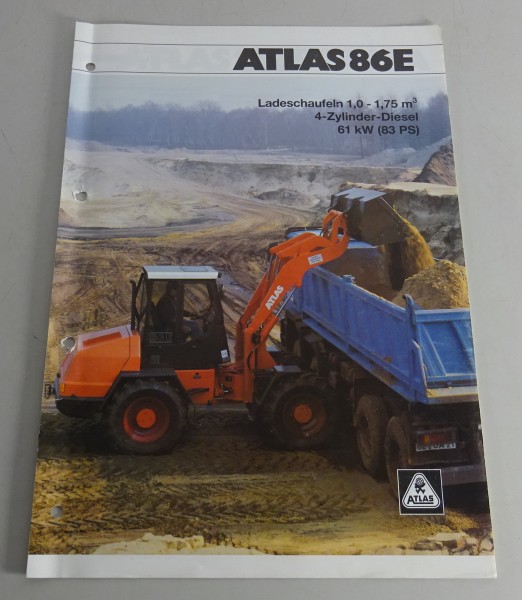 Prospekt / Broschüre Radlader Atlas 86E 4 Zylinder-Diesel 83 PS Stand 04/1996