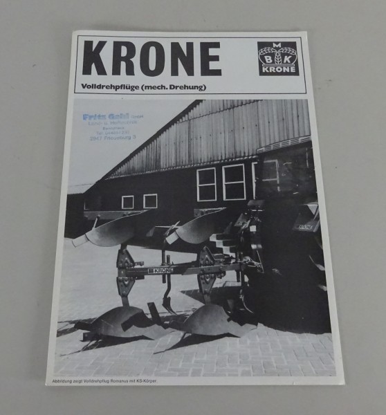 Prospektblatt Krone Volldrehpflüge Cremona / Dozent / Romanus / Halla