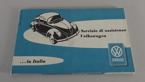 Service-Stellen-Verzeichnis VW Käfer & T1 Bus für Italien mit Karte von ca. 1955
