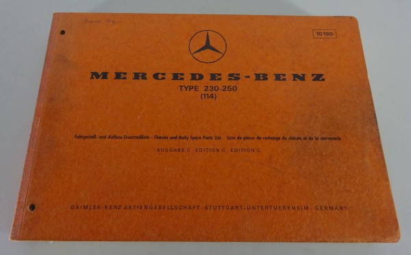 Teilekatalog Mercedes Benz Fahrgestell W114 /8 230-250 Stand 06/1971 (10190)