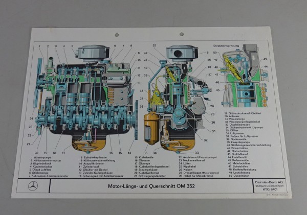 Schnittbild / Querschnitt Mercedes-Benz Dieselmotor OM 352 Stand 03/1964