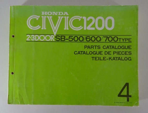 Teilekatalog Honda Civic 1200 2/3-Door SB-500-600-700 Type Stand 1979