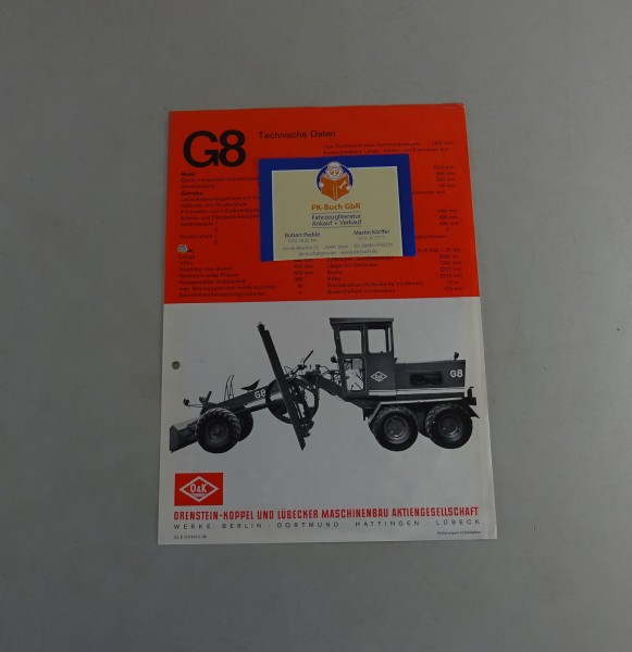 Prospekt / Broschüre O&K Grader G8 Mittelklassengrader Stand 03/1966