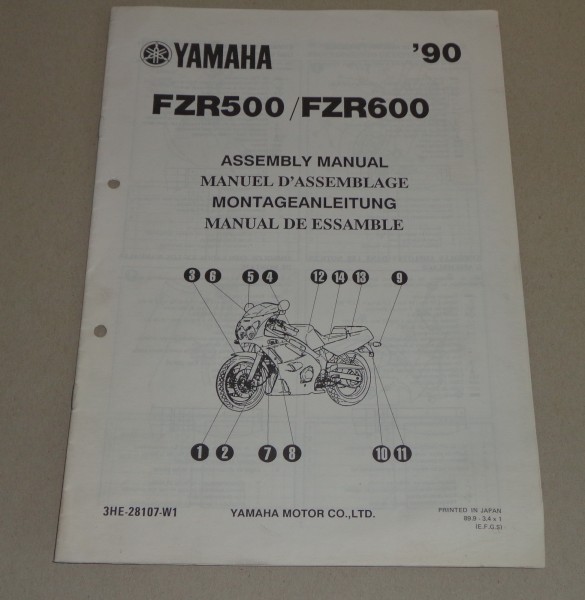 Montageanleitung / Set Up Manual Yamaha FZR 500 / 600 Stand 1990