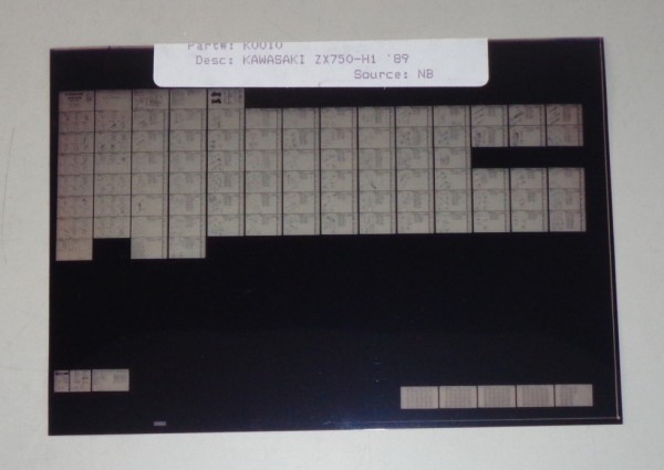 Microfich Ersatzteilkatalog Kawasaki ZX 750 H1 Model 1989 Stand 89