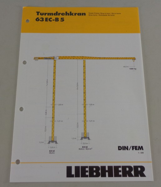Datenblatt / Technische Beschreibung Liebherr Turmdrehkran 63 EC-B 5 von 04/2007
