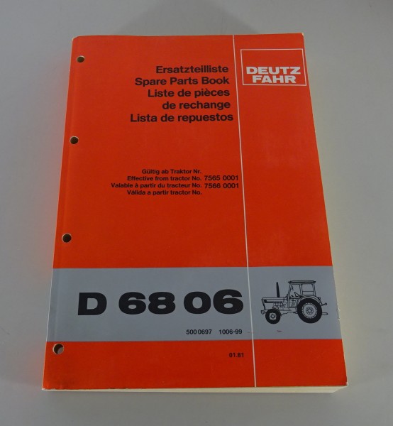 Teilekatalog / Ersatzteilliste Deutz Traktor D 68 06 Stand 01/1981